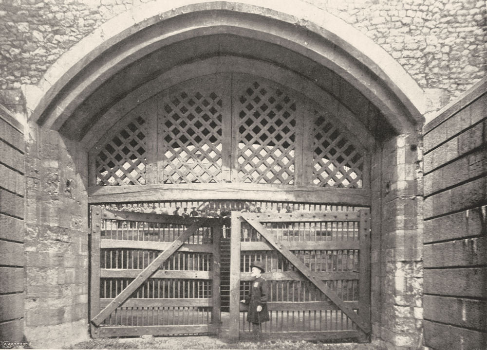 LONDON. The Tower- Traitors gate 1896 old antique vintage print picture